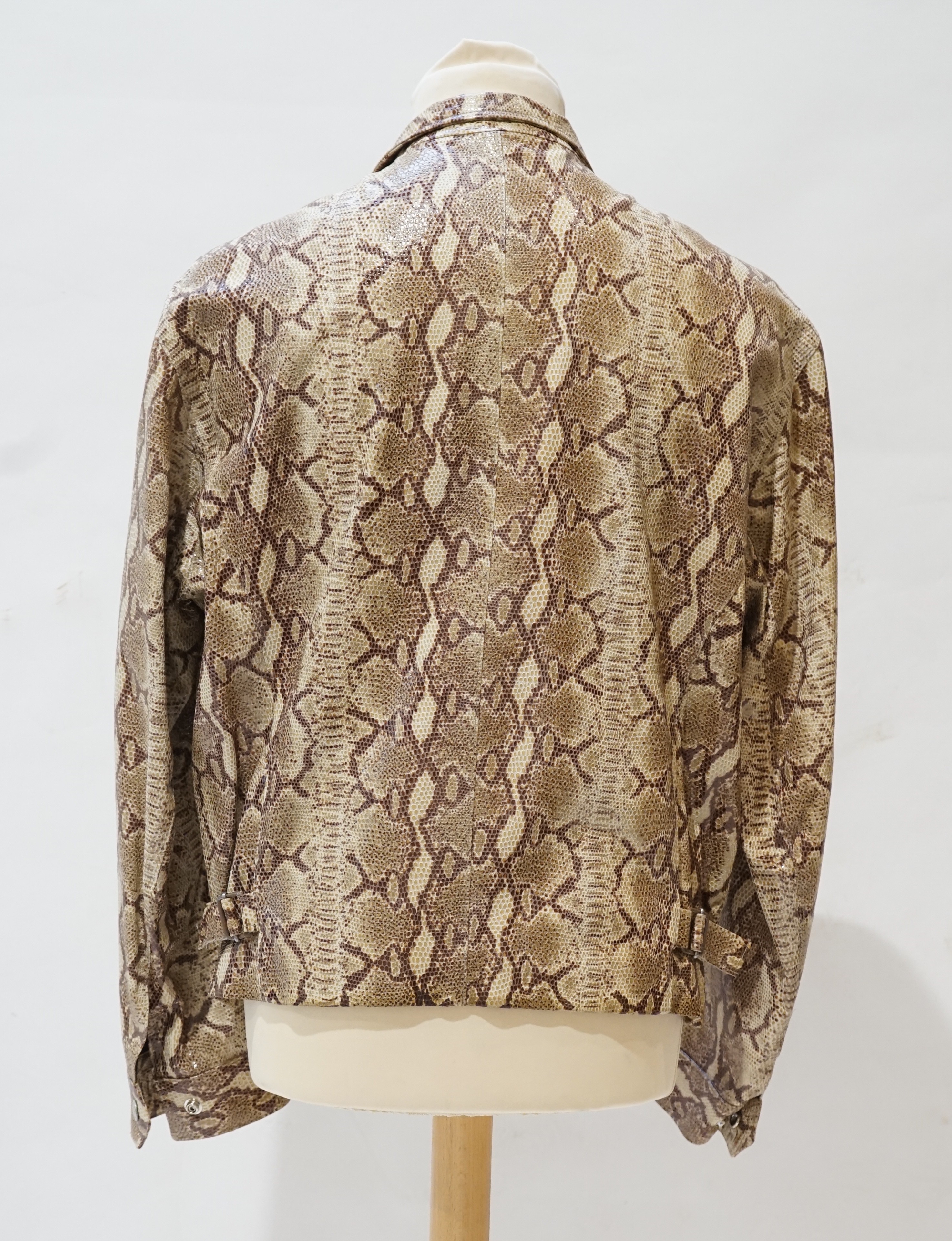 A gentleman's John Richmond snakeskin effect leather jacket, size medium